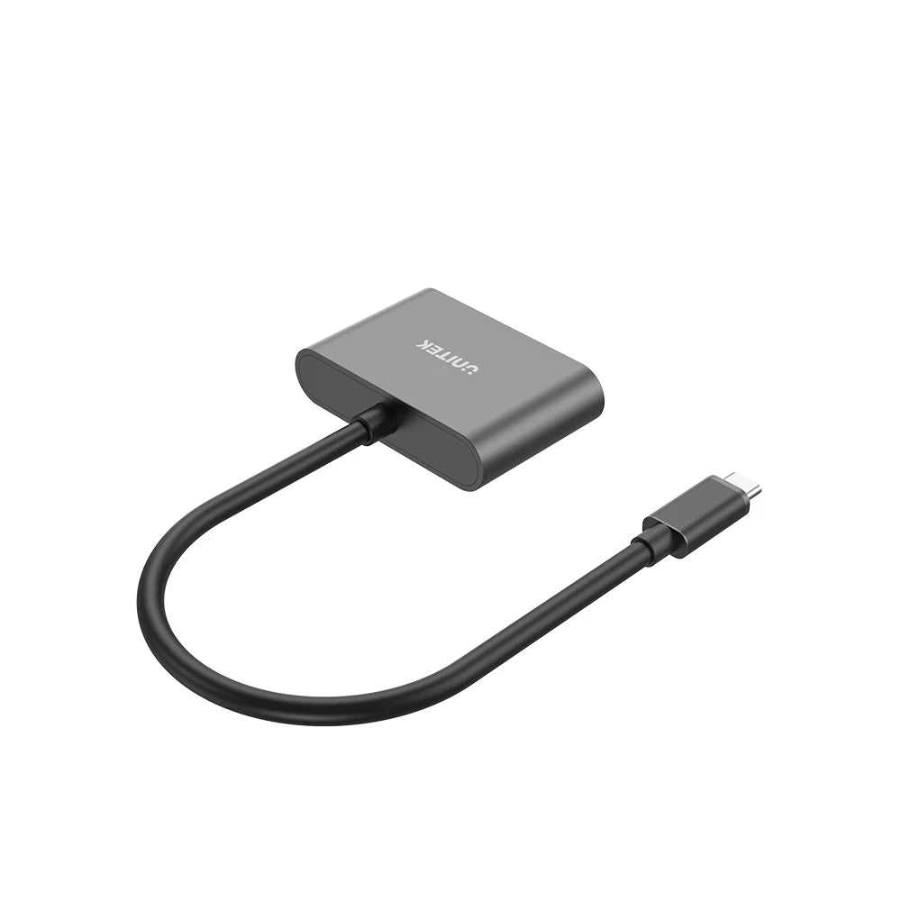 UNITEK USB-C to HDMI & VGA Adapter – 4K@30Hz HDMI, 1080p VGA, Dual Display Support, Aluminium Alloy, Plug & Play, Compatible with USB-C DP Alt Mode Devices