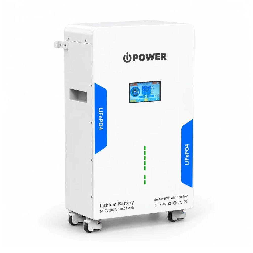 بطارية iPower ليثيوم LiFePO4 بجهد 51.2V وسعة 314Ah - بطارية تخزين طاقة شمسية بسعة 16.07kWh، أكثر من 8000 دورة، شاشة لمس LCD تدعم العربية، حماية IP20 لأنظمة الطاقة الشمسية والطاقة الاحتياطية