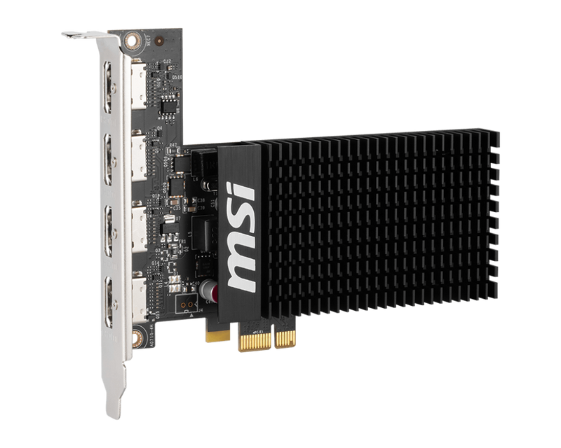 MSI GeForce GT 710 2GD3H 4HDMI Graphic Card - NVIDIA GeForce GT 710 GPU, 2GB DDR3 64-bit Memory, PCI Express Gen 2.0 x1 Interface, Upto 954 MHz