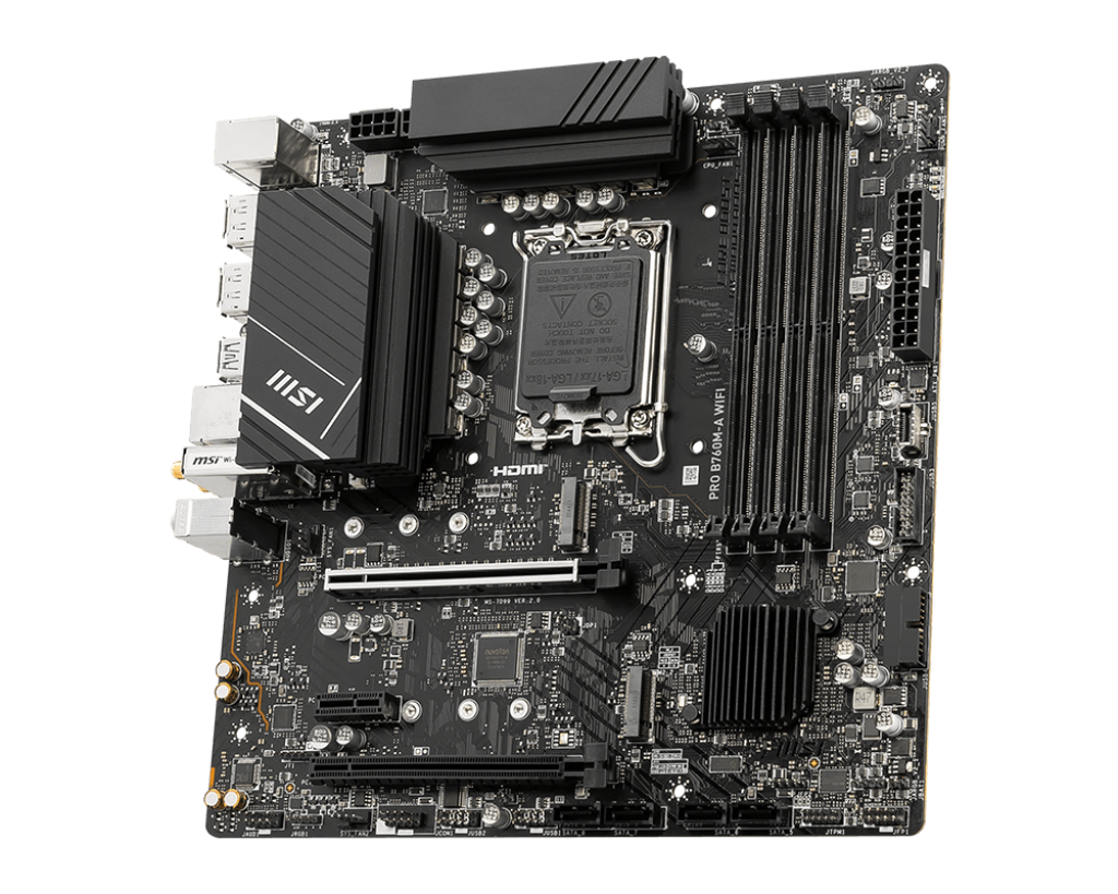 MSI PRO B760M‑A WiFi DDR5 mATX Motherboard – LGA 1700, DDR5 5333 MHz OC, PCIe 4.0, Wi‑Fi 6E, 2.5 Gb LAN