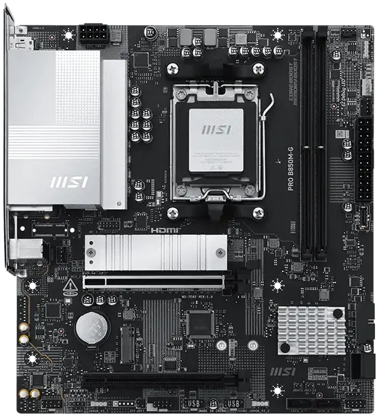 MSI PRO B850M-G Gaming Motherboard – AMD AM5, DDR5 8200+ OC, PCIe 5.0 x16, Dual M.2, 5GbE LAN, USB 5Gbps, Micro-ATX