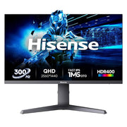 شاشة الألعاب Hisense 27G6Q مقاس 27 بوصة بدقة QHD ولوحة IPS سريعة، 2560×1440، بتردد 300Hz، وزمن استجابة 1ms GTG، ومعيار VESA DisplayHDR 400، وتقنية AMD FreeSync Premium، وتغطية 90% من DCI-P3، قابلة لتعديل الارتفاع والدوران والإمالة المحورية