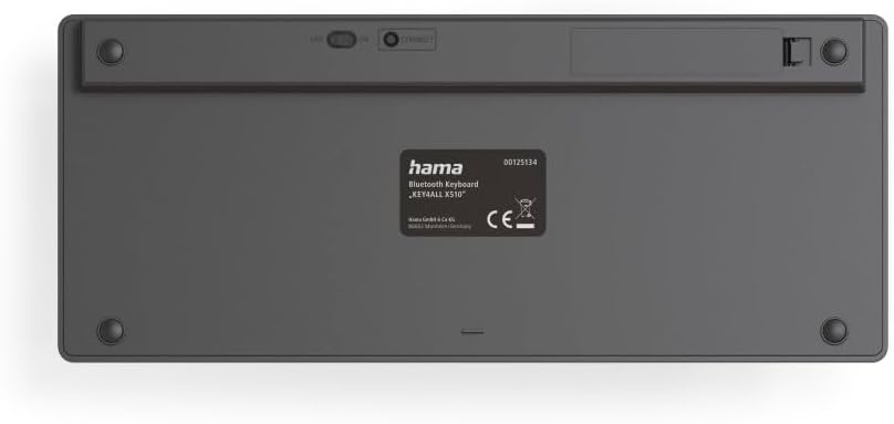 لوحة مفاتيح Hama KEY4ALL X510 بلوتوث، سوداء، مدمجة، تخطيط QWERTY أمريكي، 78 مفتاح، آلية مقصية، لأنظمة iOS وAndroid وWindows