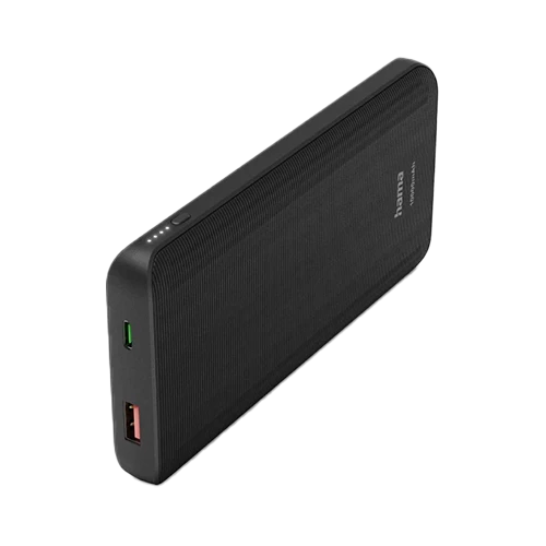 Hama PD10 10000 mAh Power Pack – Fast Charging Portable Power Bank with USB-C & USB-A Outputs, PD & Quick Charge Support, LED Indicator