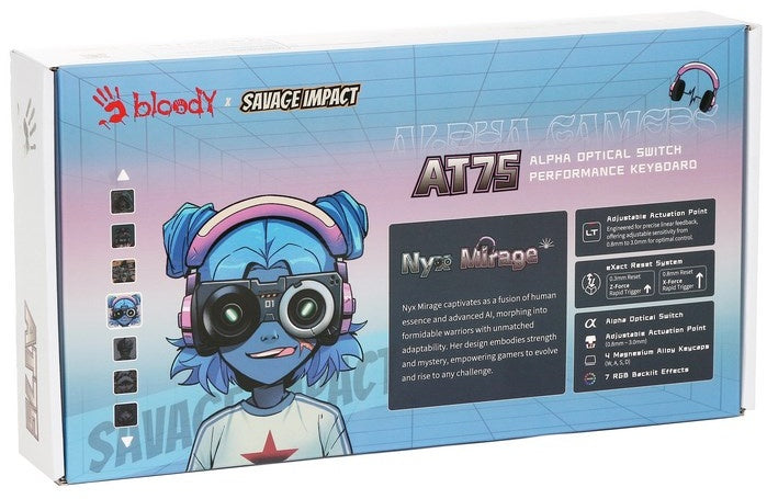 Bloody AT75 Nyx Mirage Alpha لوحة مفاتيح ميكانيكية بمفاتيح بصرية بنسبة 75%