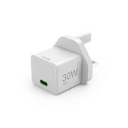Hama 201947 UK 30W GaN Mini Fast Charger , USB-C PD & Qualcomm Quick Charge , Compact USB-C Wall Charger , UK Plug – White