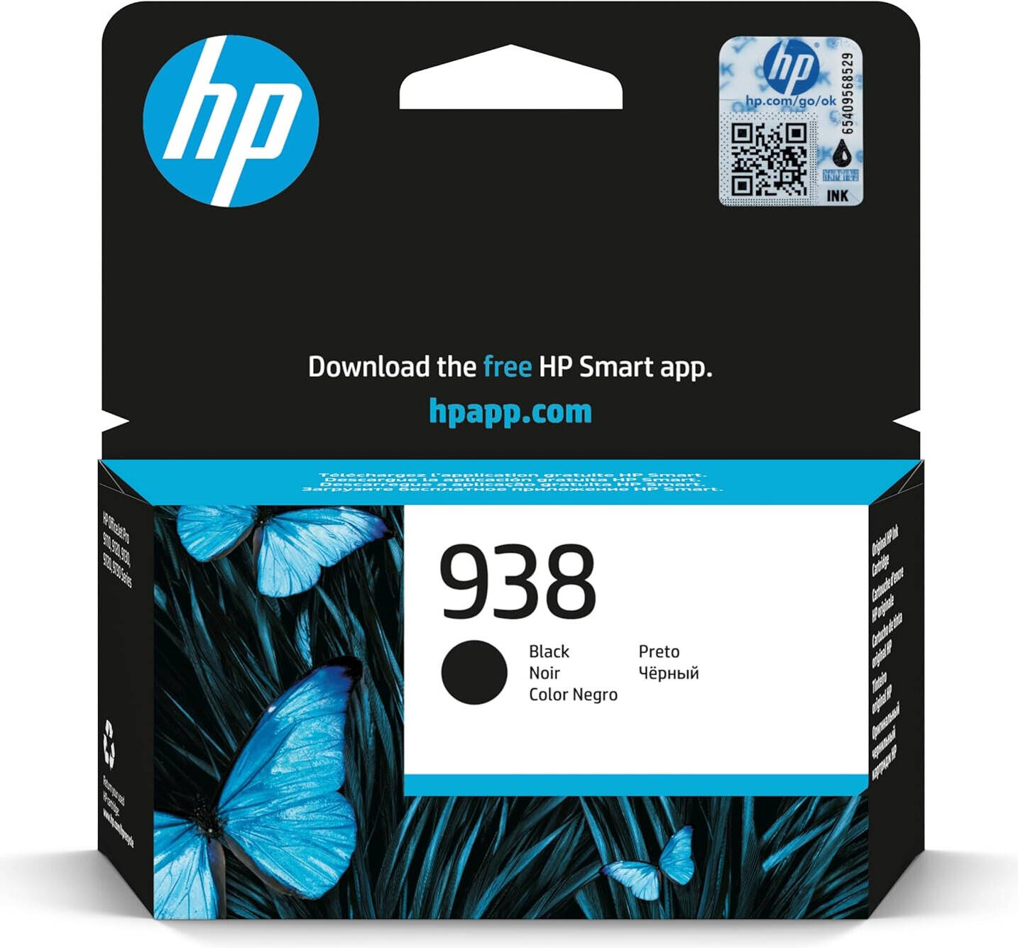 HP 938 Original Ink Set (Black + Cyan + Magenta + Yellow) – Approx. 1,250 B/W / 1,000–1,300 Color Pages – Sold as a Set of Four Cartridges