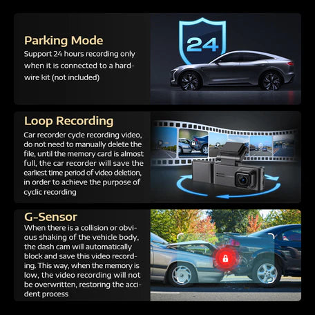 Lingdu C34 7K Triple-Channel Dash Cam – Front 4K, Cabin 2K, Rear 1080P, 5G WiFi, GPS, Parking Mode, WDR, 3.18" IPS Screen, Super Capacitor