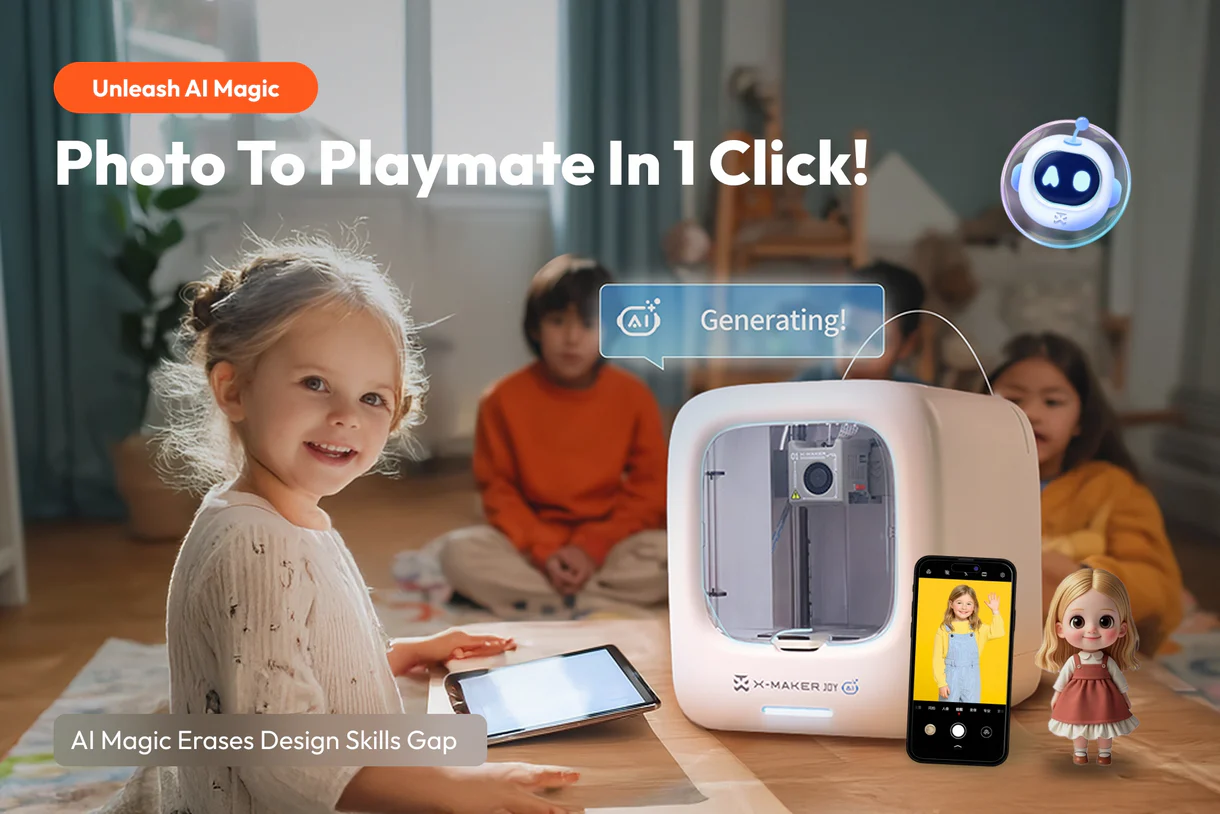 AOSEED X‑MAKER JOY 3D Printer for Kids – AI ToyMaker, 160mm/s, 0.05mm Precision, Enclosed & Safe Design, One‑Click Print, Creative App
