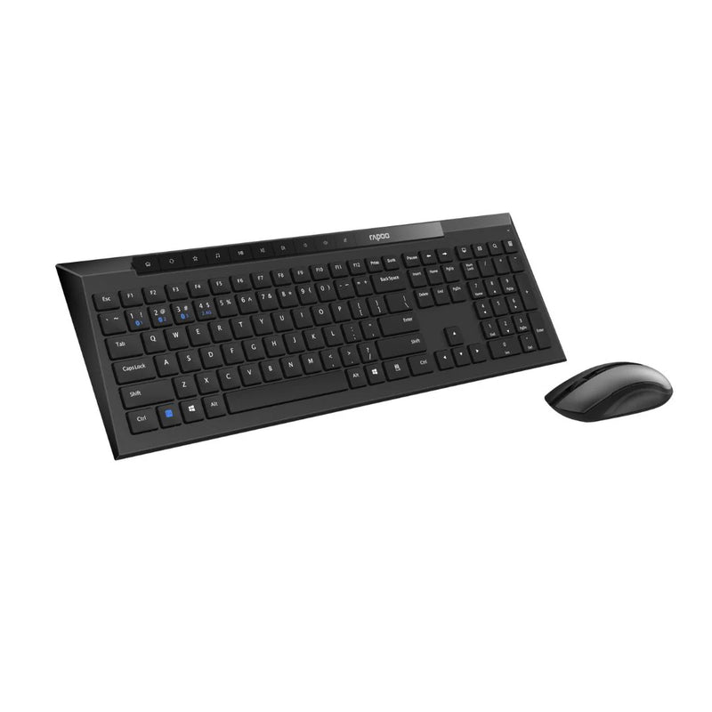 Rapoo 8210M Multi-mode Wireless Keyboard and Mouse Combo – Bluetooth 3.0/4.0/5.0 & 2.4GHz, Spill-Resistant Keyboard, 600–1600 DPI Silent Mouse