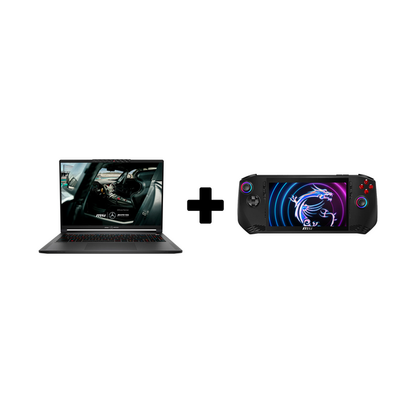 (MSI Stealth 16 MercedesAMG A1VGG-280AE - Laptop 16” QHD+ 2K OLED - 240Hz-Core Ultra 9 185H- 32GB LPDDR5- 2TB SSD- RTX 4070 8GB- Win11) With (MSI Claw A1M - 039AE  – 7" FHD IPS, 120Hz, Core Ultra 5 135H, 16GB RAM, 512GB SSD, Intel Arc, Windows 11 Home)