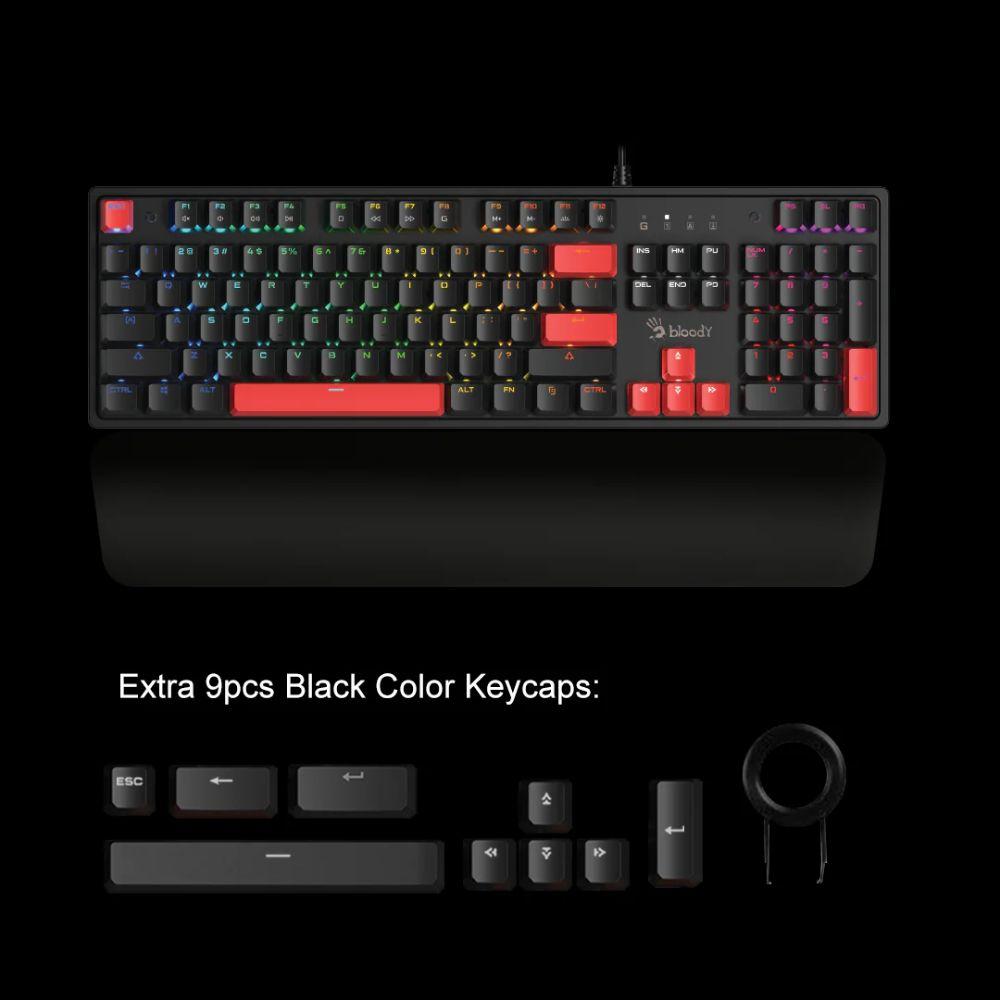 Bloody S525N Mechanical Gaming Keyboard — BLMS Hot-Swappable Switches, RGB Backlight, 1ms Response, Wrist Rest