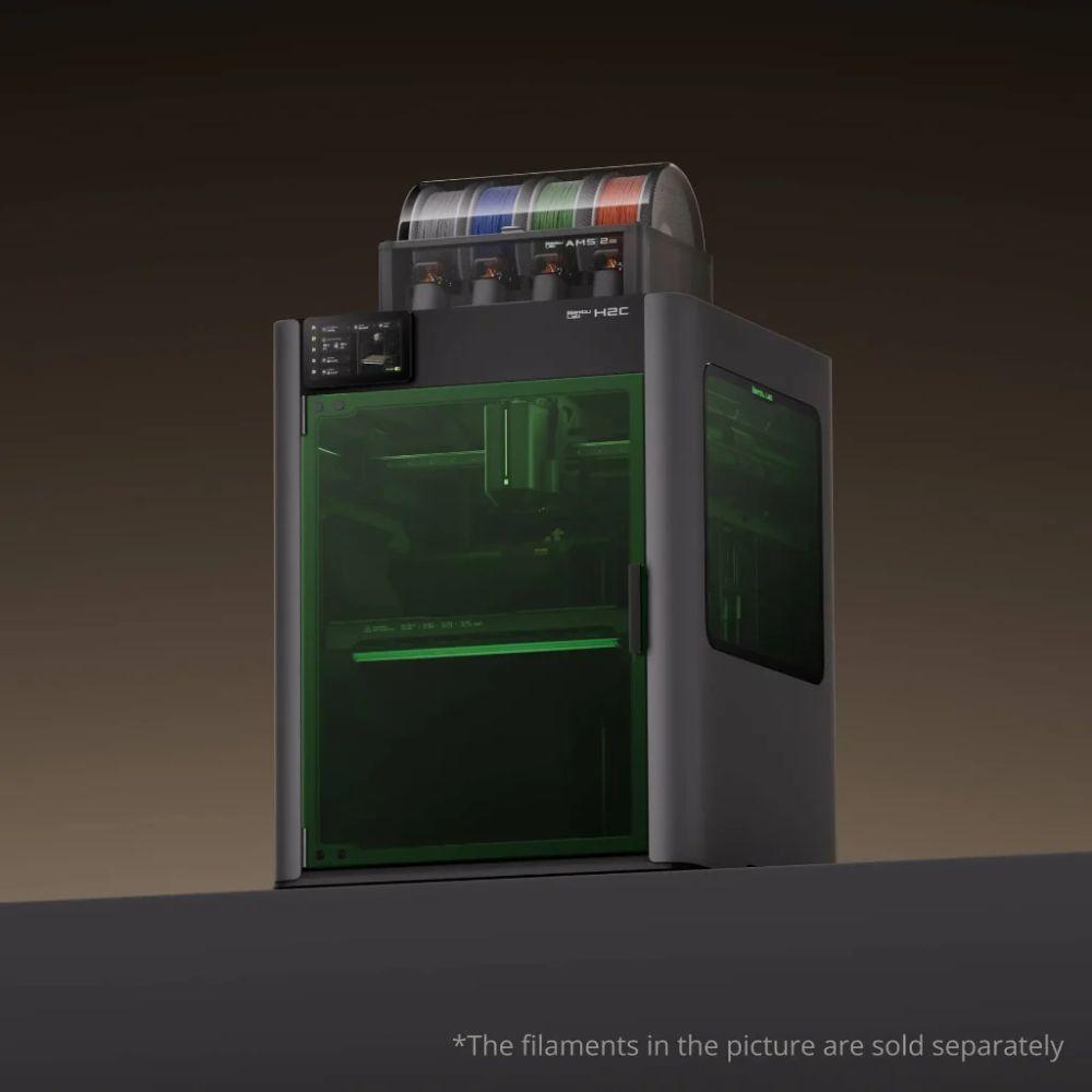 Bambu Lab H2C Full Laser Combo 10W 3D Printer – Dual-Nozzle CoreXY, 10W Laser Engraving & Cutting, 330 × 320 × 325 mm Build Volume, 1000 mm/s Speed, 350°C Hotend, 65°C Heated Chamber, AMS Compatible