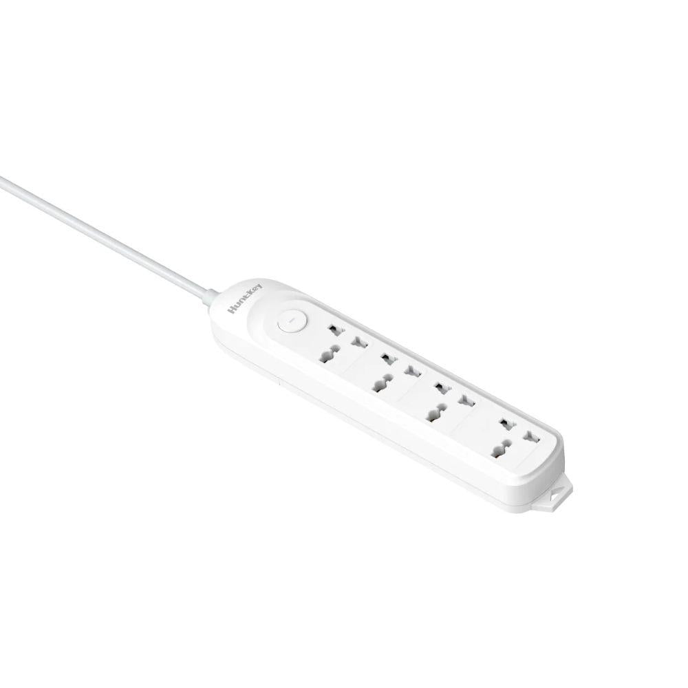Huntkey DMA-404 Power Strip, 4 Universal AC Outlets, 3 Meter Extension Cord, Surge & Overload Protection, 2500 W / 10 A, White
