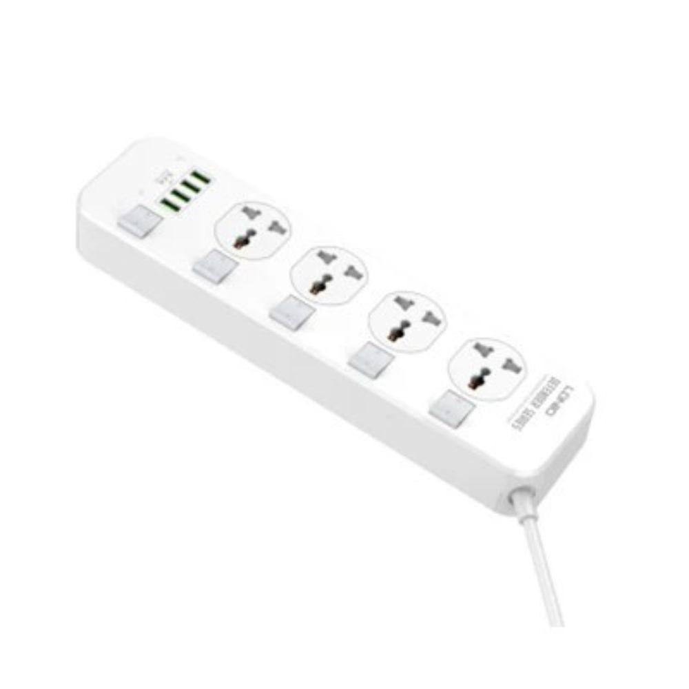 LDNIO SC4408 4-Outlet Power Strip + 4 USB Ports – 2-Meter Cable, 2500W Max, Auto-ID Charging, Overload Protection