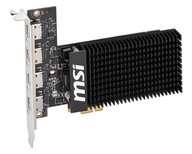 MSI GeForce GT 710 2GD3H 4HDMI Graphic Card - NVIDIA GeForce GT 710 GPU, 2GB DDR3 64-bit Memory, PCI Express Gen 2.0 x1 Interface, Upto 954 MHz