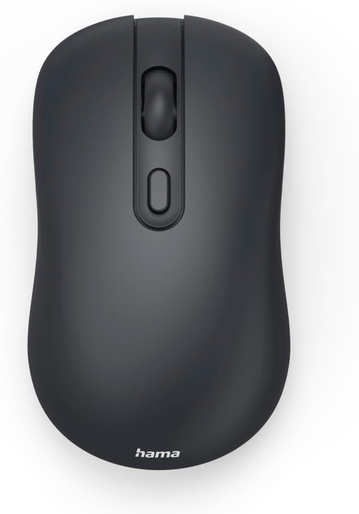 Hama WM-200 Silent Wireless Mouse, 4-Button Optical Mouse, 1000 DPI, 2.4GHz USB Receiver, Ergonomic Ambidextrous Design, Compatible with PC, Laptop, Windows & Mac - Black