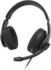 Hama 00139933 Wired Stereo Headset with Microphone , Over-Ear PC Headphones , 3.5mm AUX Jack , Adjustable Microphone Arm , Neckband Design , 2m Cable – Black