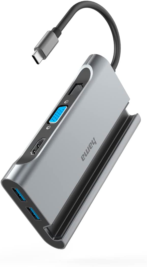 Hama 200102 USB-C Hub, Connect2Mobile, Multiport, LANEthernet, 7 Ports