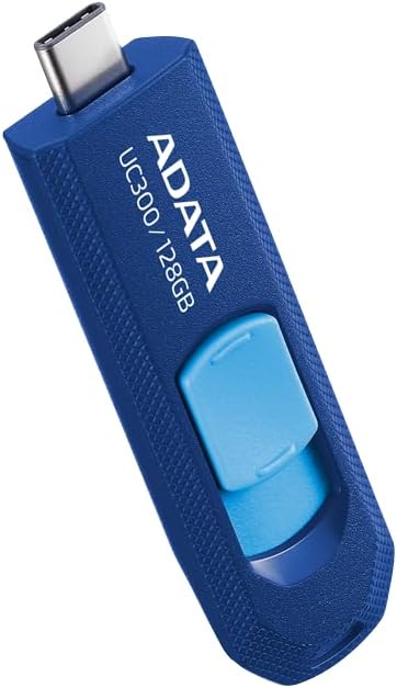 ADATA UC300 Type-C USB Flash Drive – USB 3.2 Gen 1, Up to 5Gbps - Sliding Capless Design, Compatible with Windows, macOS, Android, iPhone 15/16 - 128GB