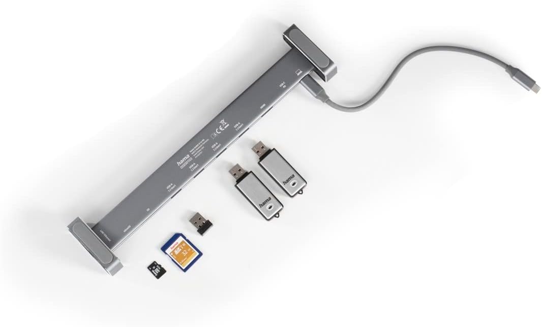 Hama Connect2Office Basic USB-C 9‑Port Docking Station – HDMI 4K, Gigabit LAN, USB‑C PD 100 W, 4× USB‑A, SD/microSD, Removable Feet