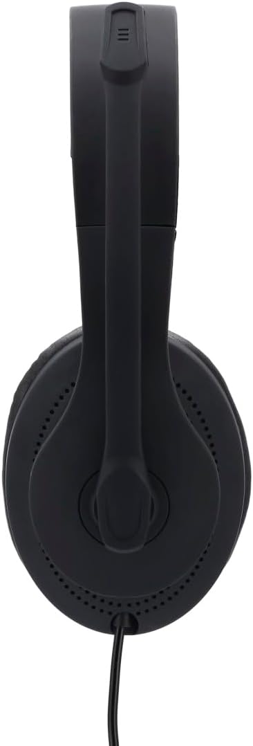 Hama HS-USB300 PC Office Headset , Stereo Sound , USB-A Connection , Adjustable Microphone , In-Line Volume Control & Mic Mute , Padded Headband & Earpads – Black