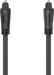 Hama Audio Optical Fibre Cable (Toslink ODT), Black, 3 m – Flexible, Durable with Aramid Fibre, Gold-Plated Connections