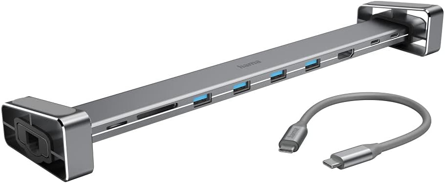 Hama Connect2Office Basic USB-C 9‑Port Docking Station – HDMI 4K, Gigabit LAN, USB‑C PD 100 W, 4× USB‑A, SD/microSD, Removable Feet