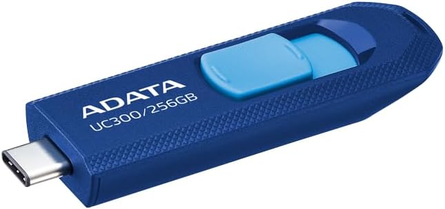 ADATA UC300 Type-C USB Flash Drive – USB 3.2 Gen 1, Up to 5Gbps -  Sliding Capless Design, Compatible with Windows, macOS, Android, iPhone 15/16 -256 GB