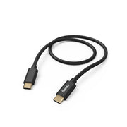 Hama 201547 Fabric USB-C to USB-C Charging & Data Cable – 1.5m , 60W Fast Charging , Power Delivery , 3A , USB 2.0 480Mbps , Nylon Braided , Gold-Plated Connectors – Black