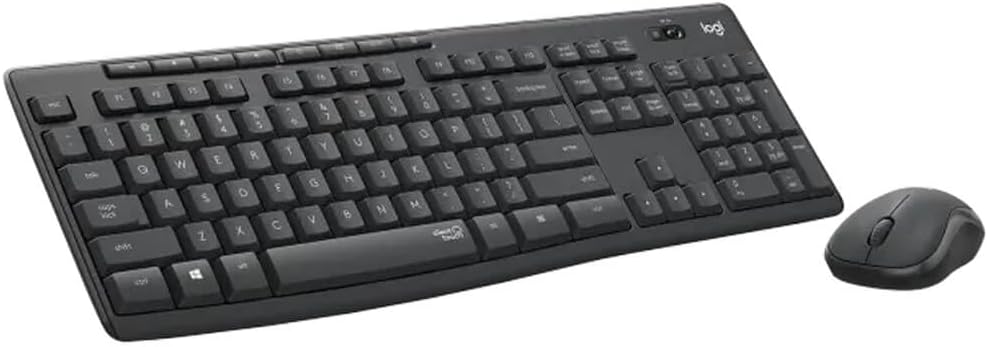 مجموعة لوحة مفاتيح وفأرة لاسلكية صامتة لوجيتك MK295، تقنية SilentTouch، لاسلكي 2.4 جيجاهرتز | لوحة مفاتيح كاملة الحجم مقاومة للانسكاب، فأرة بصرية بدقة 1000 نقطة في البوصة، مدى لاسلكي 10 أمتار، مستقبل USB نانو