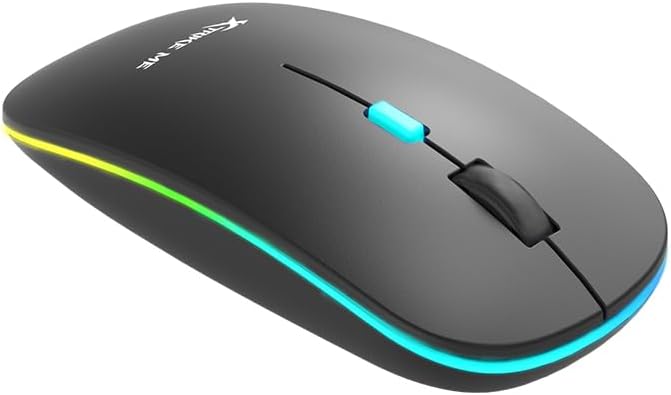 xtrike me GW-113 Wireless Dual Modes Mouse, Ergonomic Design, Adjustable DPI, Silent Clicks, Rechargeable Battery, Windows/Mac/Android Compatible, Lightweight, Black