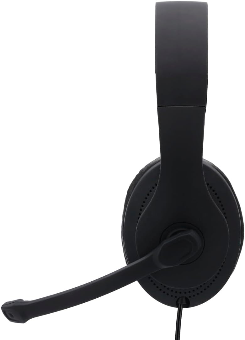 Hama HS-USB300 PC Office Headset , Stereo Sound , USB-A Connection , Adjustable Microphone , In-Line Volume Control & Mic Mute , Padded Headband & Earpads – Black