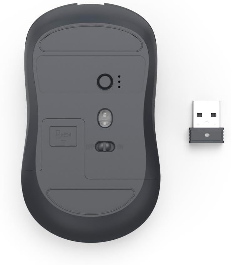 Hama WM-200 Silent Wireless Mouse, 4-Button Optical Mouse, 1000 DPI, 2.4GHz USB Receiver, Ergonomic Ambidextrous Design, Compatible with PC, Laptop, Windows & Mac - Black