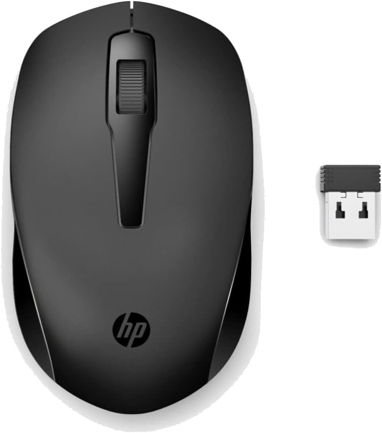 ماوس HP 150 لاسلكي، 3 أزرار مع عجلة تمرير مزدوجة التحكم، مستشعر بصري 1600 نقطة في البوصة بتصميم مريح