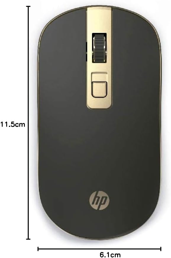 HP S4000 Black Wireless Mouse - Ambidextrous Silent Optical Sensor Resolutions up to 1600 DPI