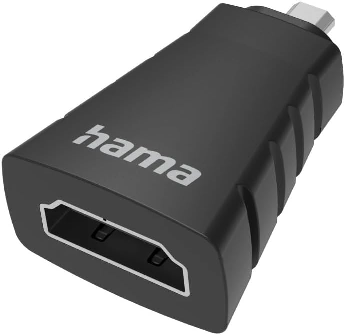 Hama 200348 Micro HDMI to HDMI Adapter , Ultra HD 4K@60Hz , Micro HDMI Male to HDMI Female , HDR, ARC & Ethernet Support , High Speed – Black