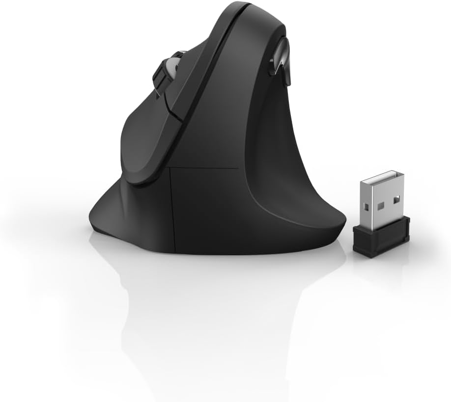 Hama EMW-500 Wireless Vertical Ergonomic Mouse – 6-Button 2.4GHz, 1000/1400/1800 DPI, Rubberised Grip