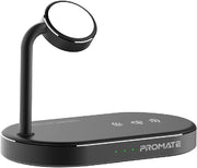 Promate -  Multi-Device Wireless Charging Station with Pad Fast Charging 15W Qi Certification - Supercharge 24W USB Port -  Apple Watch Charger 5W MFi Certification - WavePower
