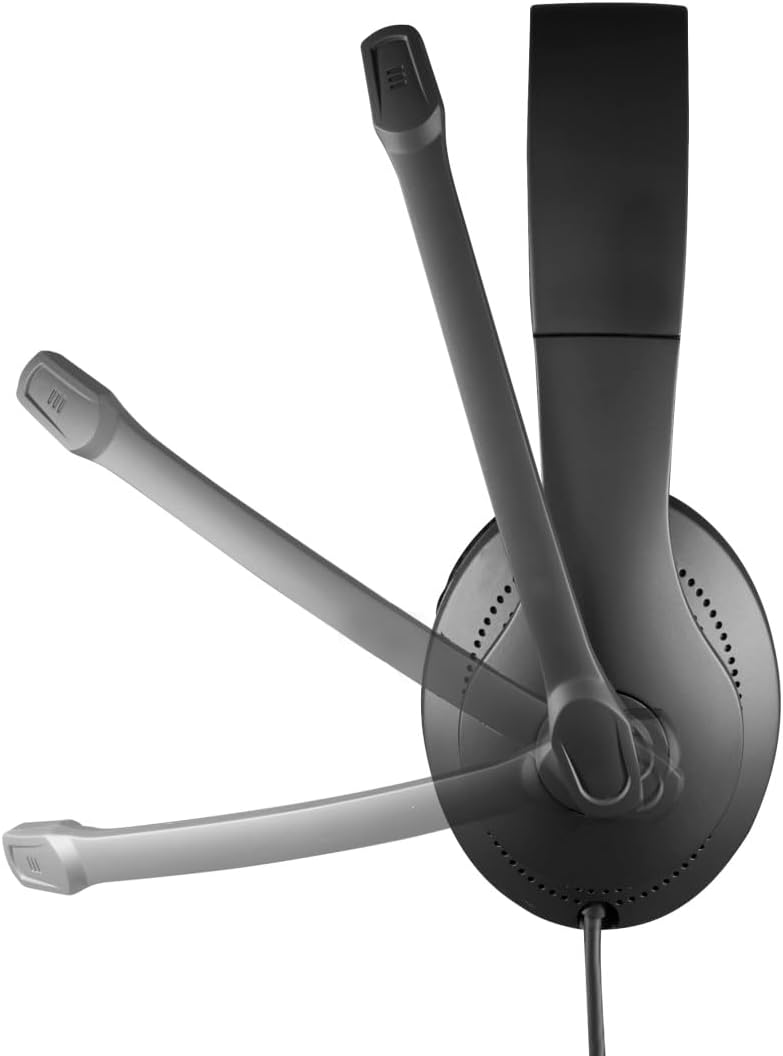 Hama HS-USB300 PC Office Headset , Stereo Sound , USB-A Connection , Adjustable Microphone , In-Line Volume Control & Mic Mute , Padded Headband & Earpads – Black