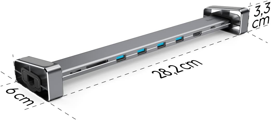 Hama Connect2Office Basic USB-C 9‑Port Docking Station – HDMI 4K, Gigabit LAN, USB‑C PD 100 W, 4× USB‑A, SD/microSD, Removable Feet