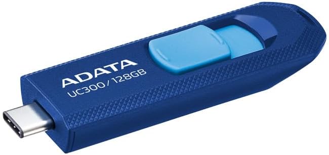 ADATA UC300 Type-C USB Flash Drive – USB 3.2 Gen 1, Up to 5Gbps - Sliding Capless Design, Compatible with Windows, macOS, Android, iPhone 15/16 - 128GB