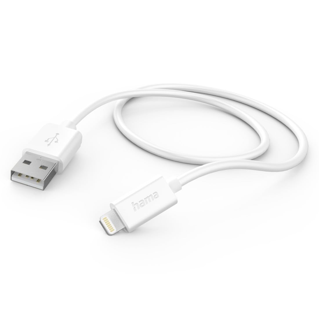 Hama 201579 USB-A to Lightning Charging & Data Cable – 1m , Fast Charging , Data Sync , Apple Lightning Connector , for iPhone, iPad & iPod – White