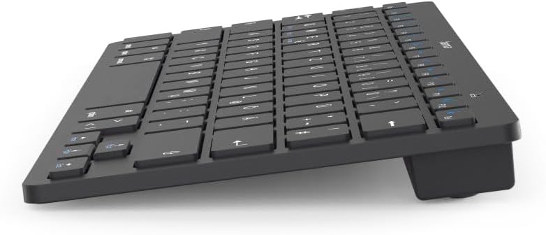 لوحة مفاتيح Hama KEY4ALL X510 بلوتوث، سوداء، مدمجة، تخطيط QWERTY أمريكي، 78 مفتاح، آلية مقصية، لأنظمة iOS وAndroid وWindows