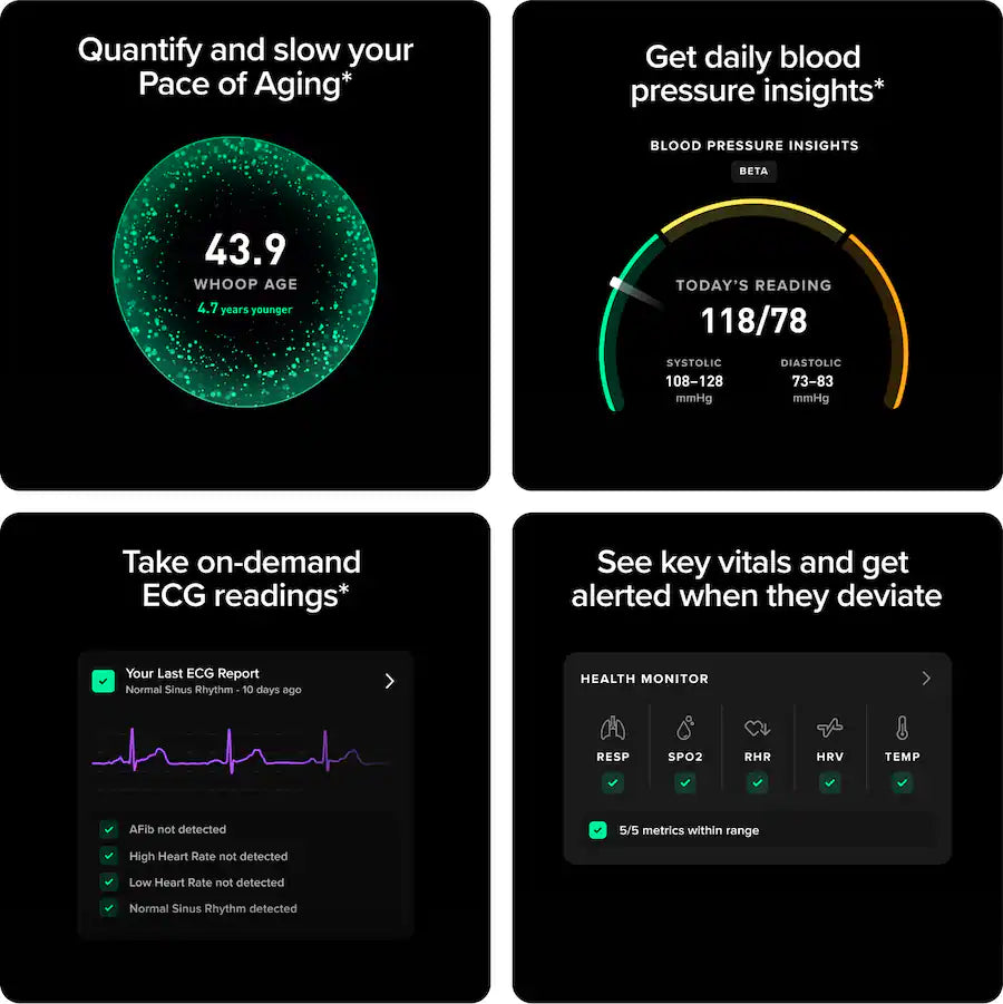 WHOOP MG Life Health & Fitness Tracker, 12-Month Membership, ECG & Blood Pressure Insights, Sleep, Stress & Recovery Tracking, 14+ Day Battery Life, Obsidian/Titanium