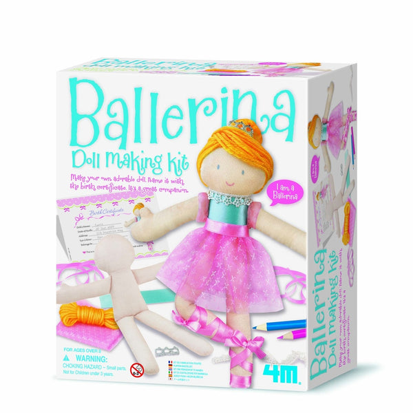 4M Ballerina Doll Making Kit – Create a 22cm Soft Doll, Includes Wool, Fabric, Beads, Birth Certificate & More, Ages 8+