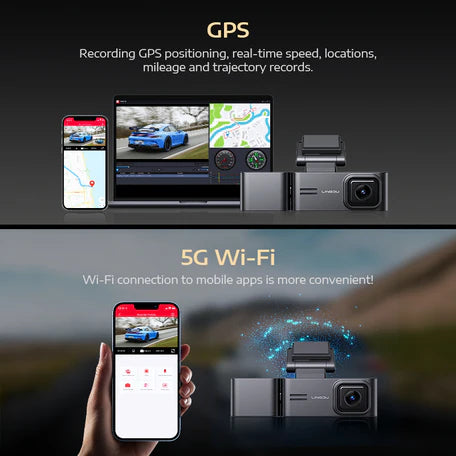 Lingdu C34 7K Triple-Channel Dash Cam – Front 4K, Cabin 2K, Rear 1080P, 5G WiFi, GPS, Parking Mode, WDR, 3.18" IPS Screen, Super Capacitor