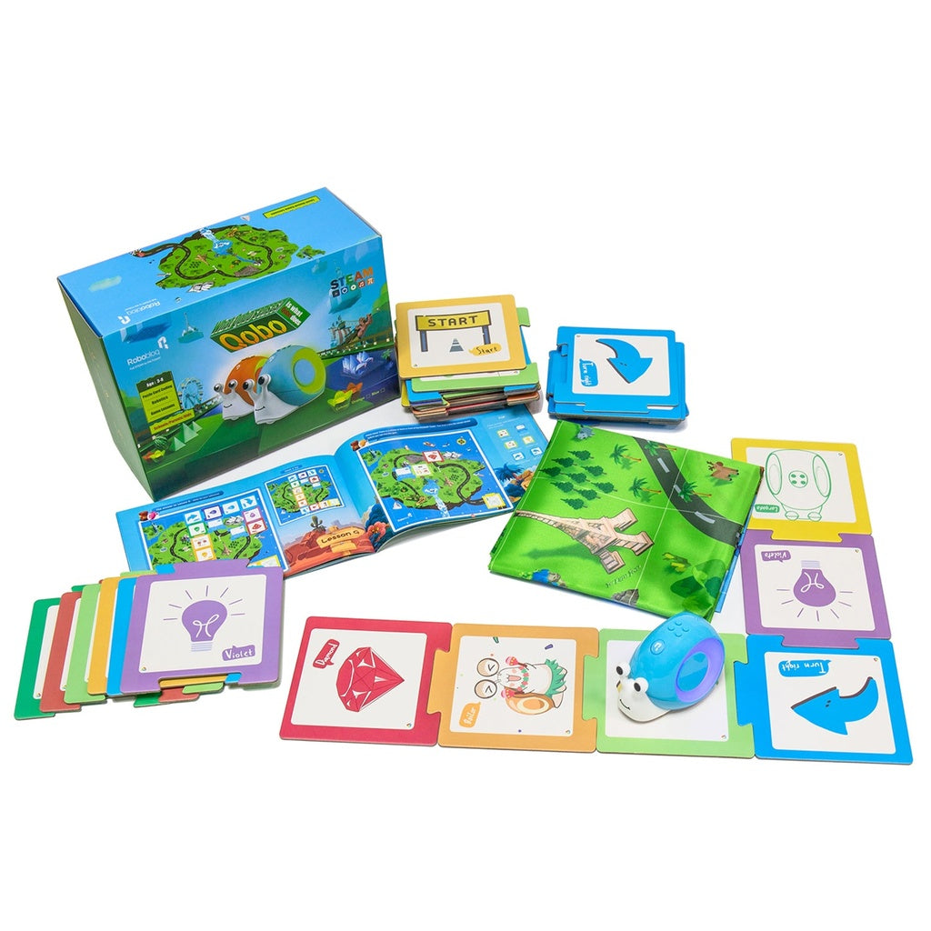 ★幼児教材 学習ブック Robobloq Qobo 基本セット 5歳以上 青 Robobloq Qobo Math Cards – 30-Piece Puzzle Set for Screen-Free