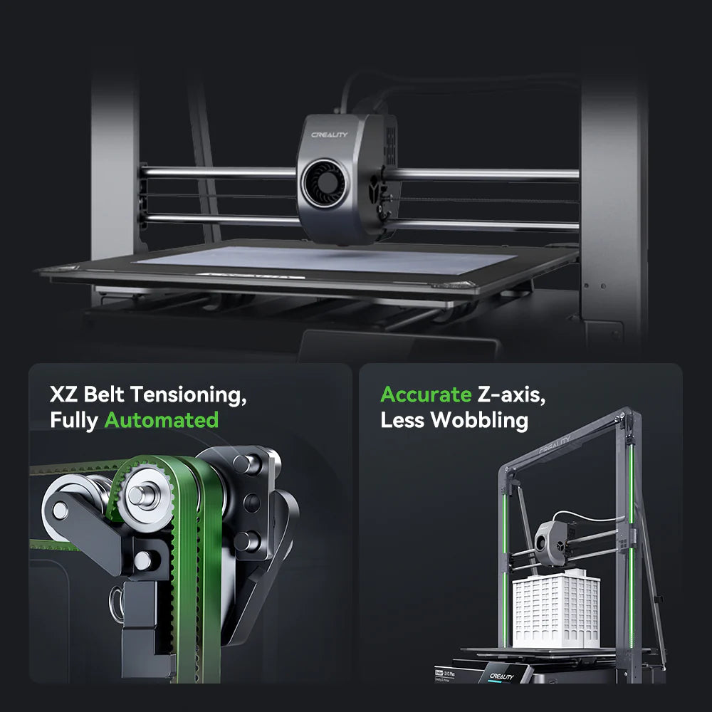 طابعة ثلاثية الأبعاد Creality Ender‑3 V3 Plus - حجم بناء كبير 300×300×330 مم، هيكل CoreXZ عالي السرعة، محركان ثنائيان للمحور Y، تسوية تلقائية، شاشة تعمل باللمس، USB وWiFi