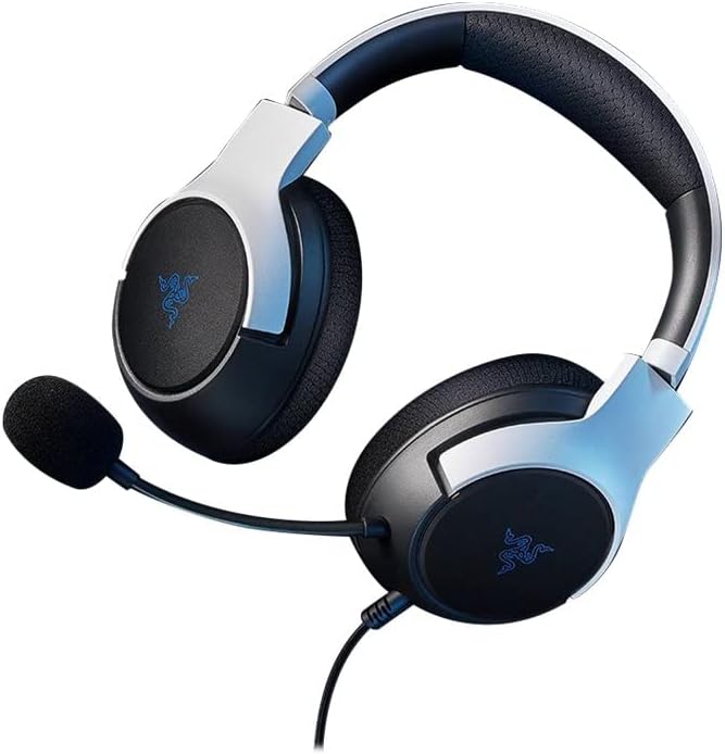 سماعة رأس سلكية للألعاب Razer Kaira X لجهاز PlayStation، مشغلات TriForce 50 مم، ميكروفون HyperClear Cardioid، وسائد أذن إسفنجية من Flowknit، متوافقة مع أجهزة الكمبيوتر الشخصية، وأجهزة Mac، وأجهزة Switch، باللونين الأسود والأبيض 